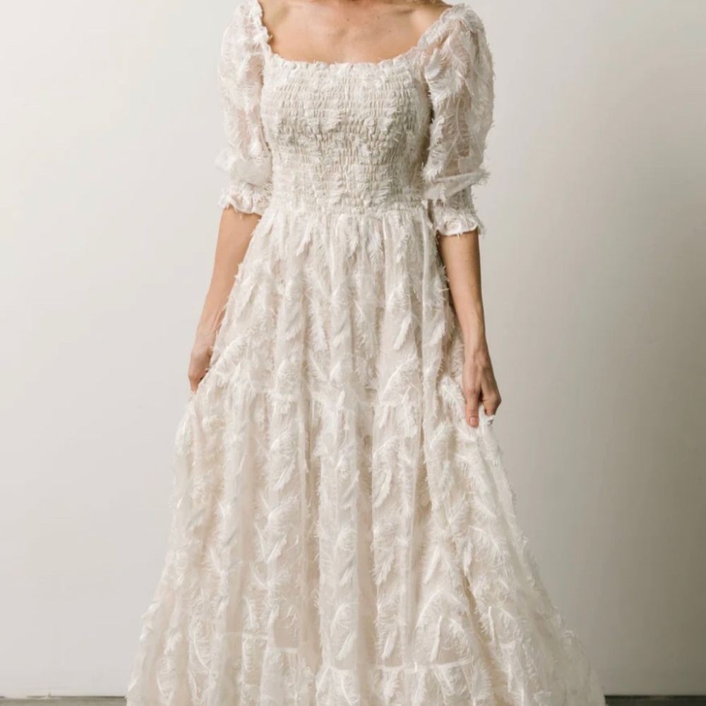 Baltic Born Paloma Smocked Feather Maxi Dress